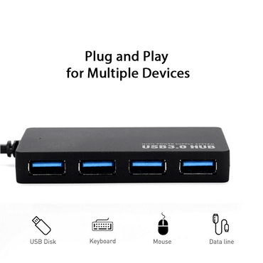 Type-C to 4 Port USB 3.0 Hub Slim Super Speed Splitter Extender Computer - BESTA