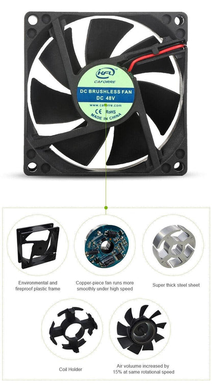 Case Fan 12V DC 80mm PC Case Fans 2 Pin Computer Cooling Fan 25mm Thick - BESTA