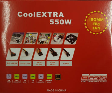 550W ATX Power Supply PSU Silent 120mm Fan Desktop Computer PC - BESTA