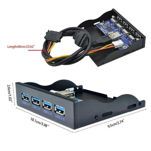 3.5" Bay Front Panel to USB 3.0 4-Port hub 19pin 20Pin Motherboard - BESTA