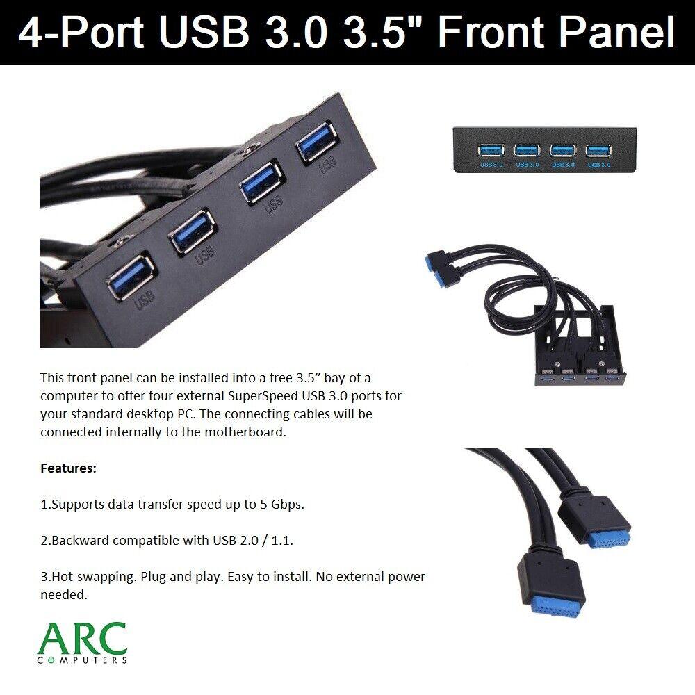 3.5" Bay Front Panel to USB 3.0 4 Port hub 19pin 20Pin Motherboard - BESTA