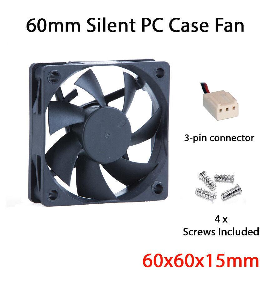Case Fan 12V DC 60mm PC Case Fans 3 Pin Computer Case Cooling Fan Thin Size 15mm - BESTA