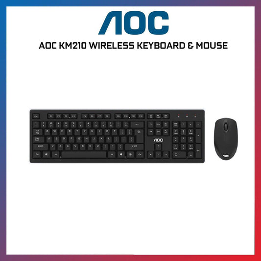 AOC KM210 Wireless Keyboard Mouse Combo Bundle Set 104 Keys Waterproof 2.4GHz - BESTA