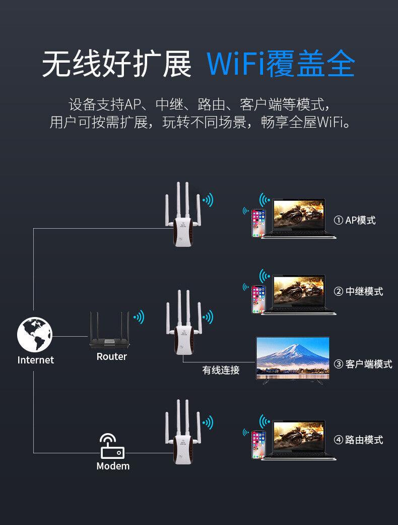 1200mbps WiFi 5 8GHz Repeater Range Signal Router Network - BESTA
