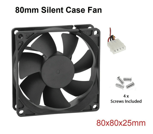 Case Fan 12V DC 80mm PC Case Fans molex 4-pin Computer Cooling Fan 25mm Thick - BESTA