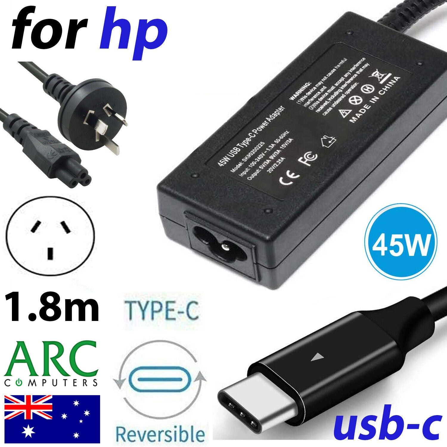 Laptop Charger AC 45W USB C Type C Adapter HP Pavilion X2 10N Spectre 13 Probook - BESTA