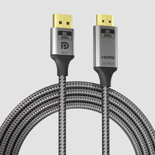 Displayport to HDMI 8K Cable (8K@60Hz,4K@120Hz,2K@144Hz), DP 1.4 to HDMI 2.1 Uni