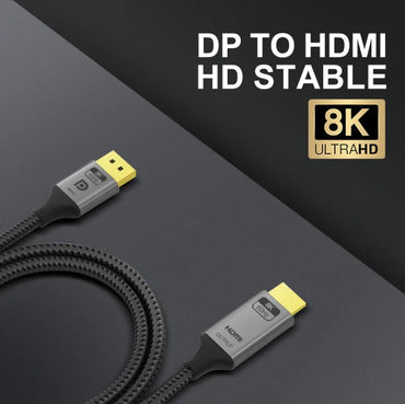 Displayport to HDMI 8K Cable (8K@60Hz,4K@120Hz,2K@144Hz), DP 1.4 to HDMI 2.1 Uni