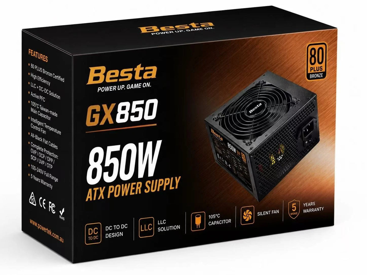 Besta GX850 850W ATX PC Power Supply 80 PLUS Bronze Gaming PSU 5 Year Warranty