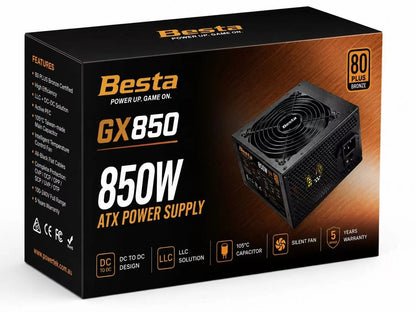 Besta GX850 850W ATX PC Power Supply 80 PLUS Bronze Gaming PSU 5 Year Warranty