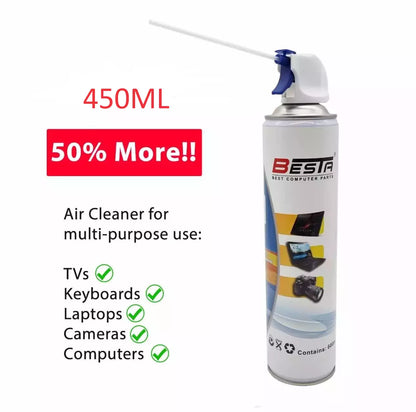 Compressed Air Duster Cleaner 450ML Can for Laptop PC Keyboard Camera TV