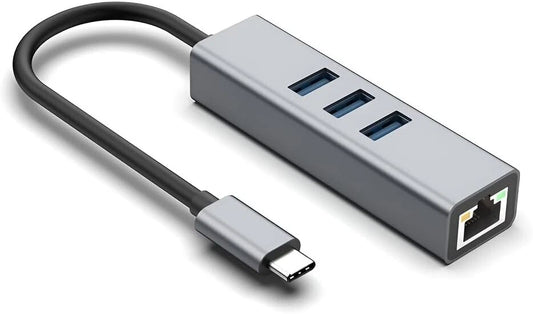 USB C to Ethernet Adapter with 1000Mbps Gigabit RJ45 and 3xUSB 3.0 Ports